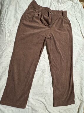 HALARA Brown Straight-Leg Corduroy Trousers